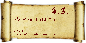 Höfler Balázs névjegykártya