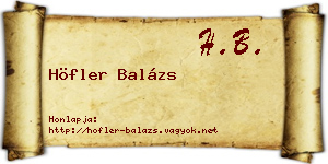 Höfler Balázs névjegykártya
